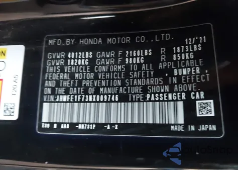2022 Honda Civic Ex z USA, uszkodzony, nr VIN JHMFE1F73NX009746